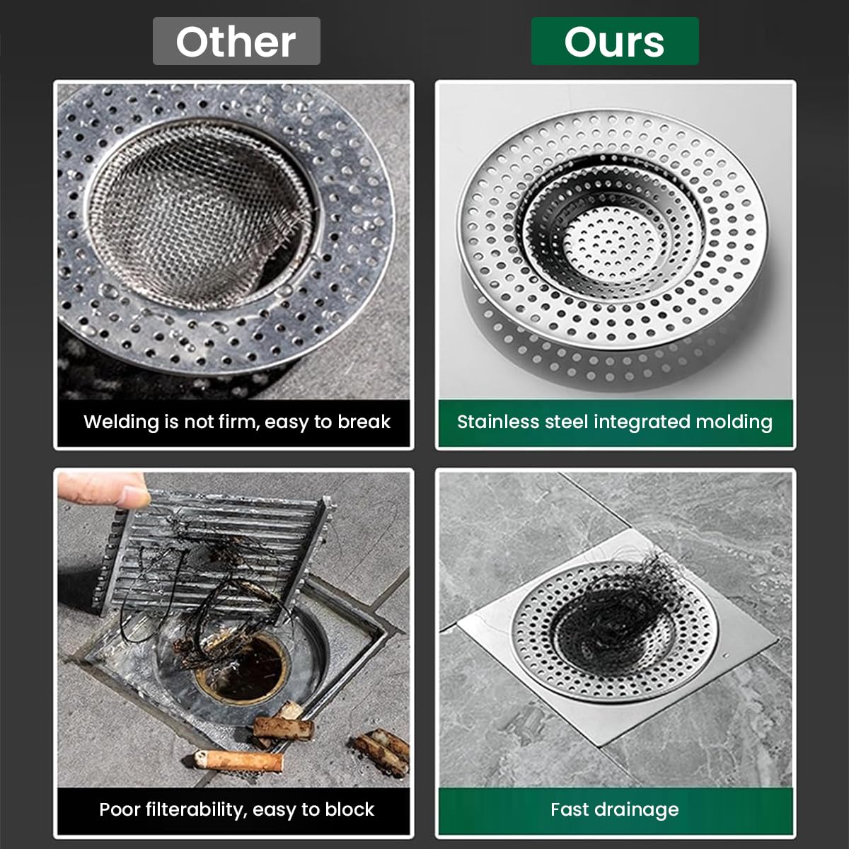 HASTHIP 2Pcs Universal Stainless Steel Bathroom Floor Drain Hair Catcher Anti-Clogging Sewer Filter, Bathroom Hair Filter, Hair Blocking net, Kitchen Anti Clogging HASTHIP 2Pcs Universal Stainless Steel Bathroom Floor Drain Hair Catcher Anti-Clogging Sewer Filter, Bathroom Hair Filter, Hair Blocking net, Kitchen Anti Clogging